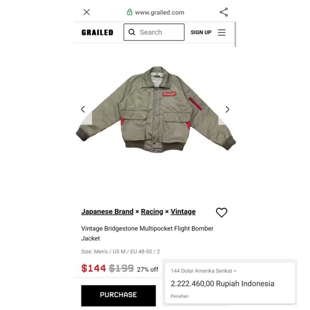 Jaket Vintage Racing Bridgestone Flight Jacket Size L Jaket Harrington 80an