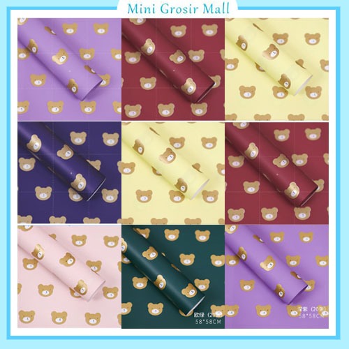 

Kertas Buket Bunga motif bear Flower Wrapping Cellophane Paper Florist KB6106