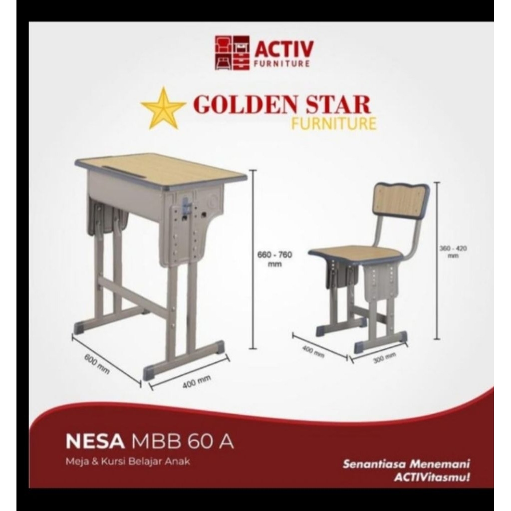 Set Meja Kursi Belajar / Sekolah Anak Nesa MBB 60 A aktiv Rangka Besi
