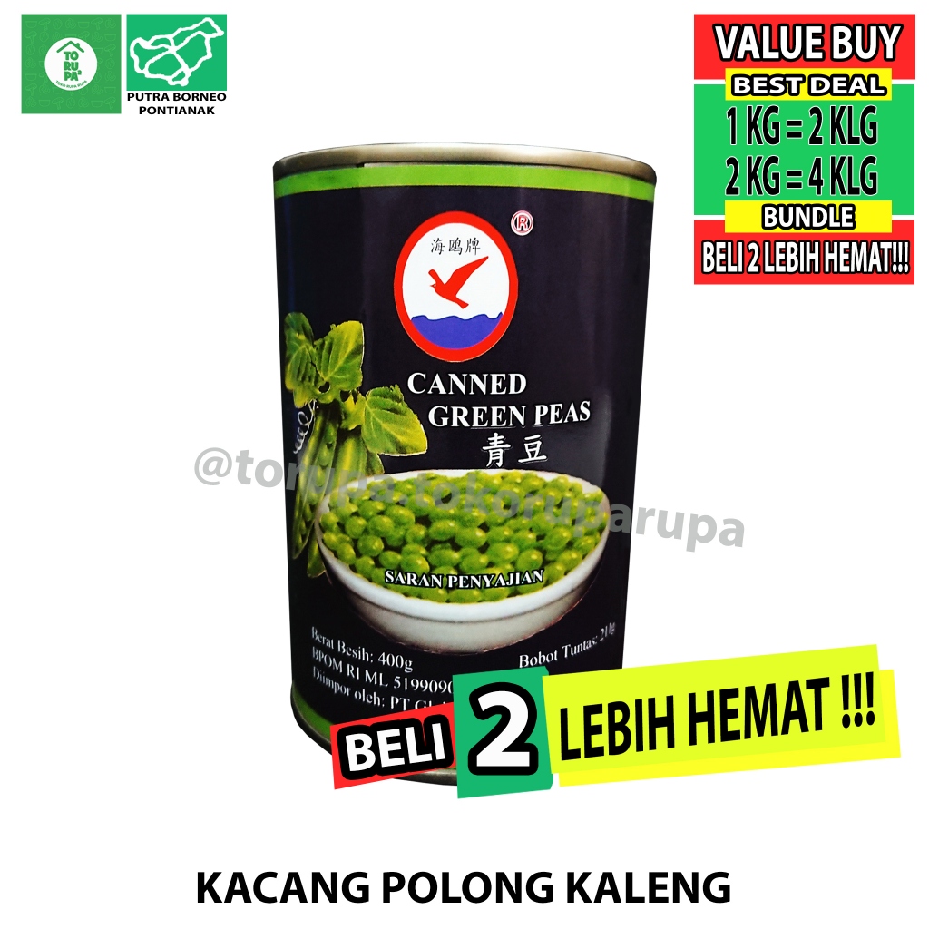 

Kacang Polong Hijau Kaleng 400gr / Canned Green Peas / Herring Green Peas