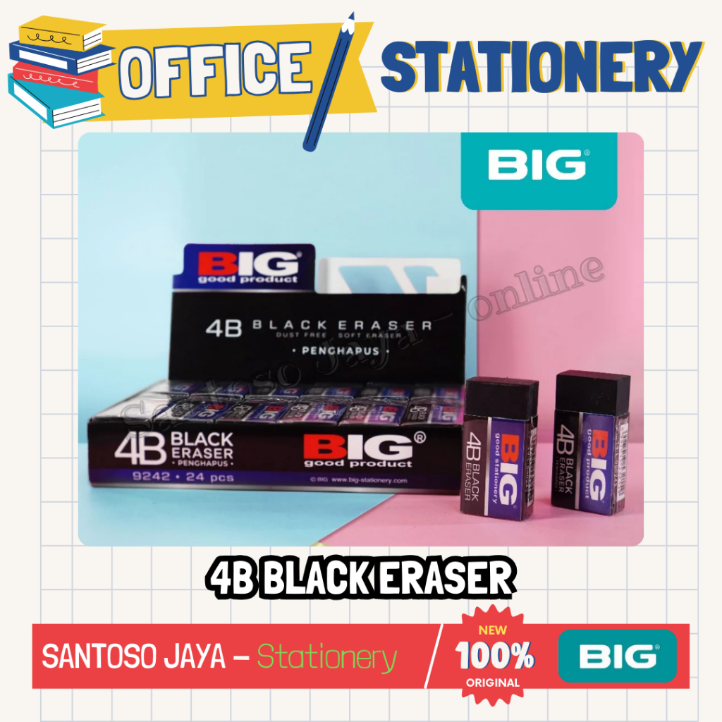 

Penghapus BIG Exam Grade Hitam Putih - Eraser BIG 4B Exam Grade - Black White Eraser