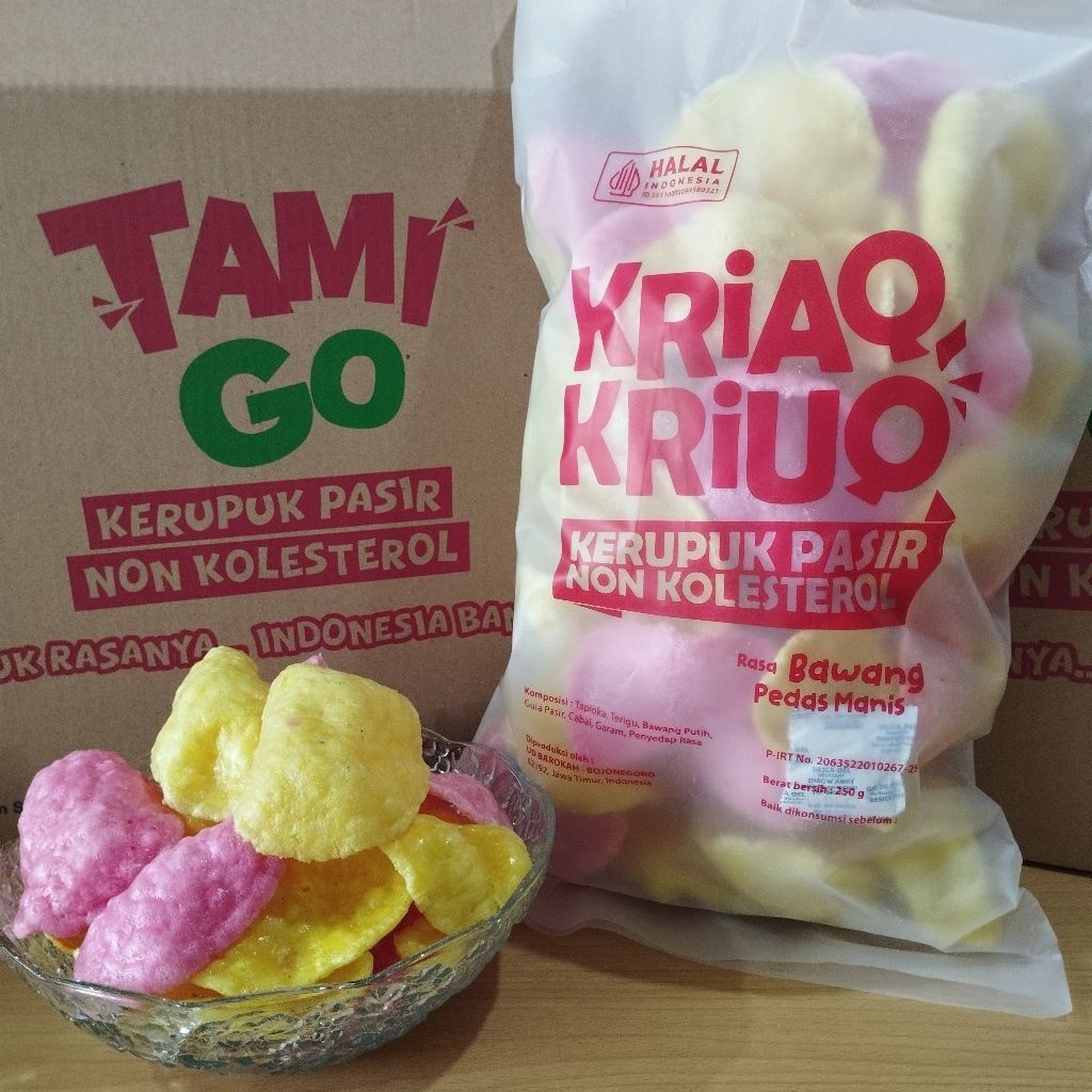 

Kerupuk Pasir Kriaq-Kriuq / Tamigo Non Kolesterol 250gr Rasa Pedas Manis