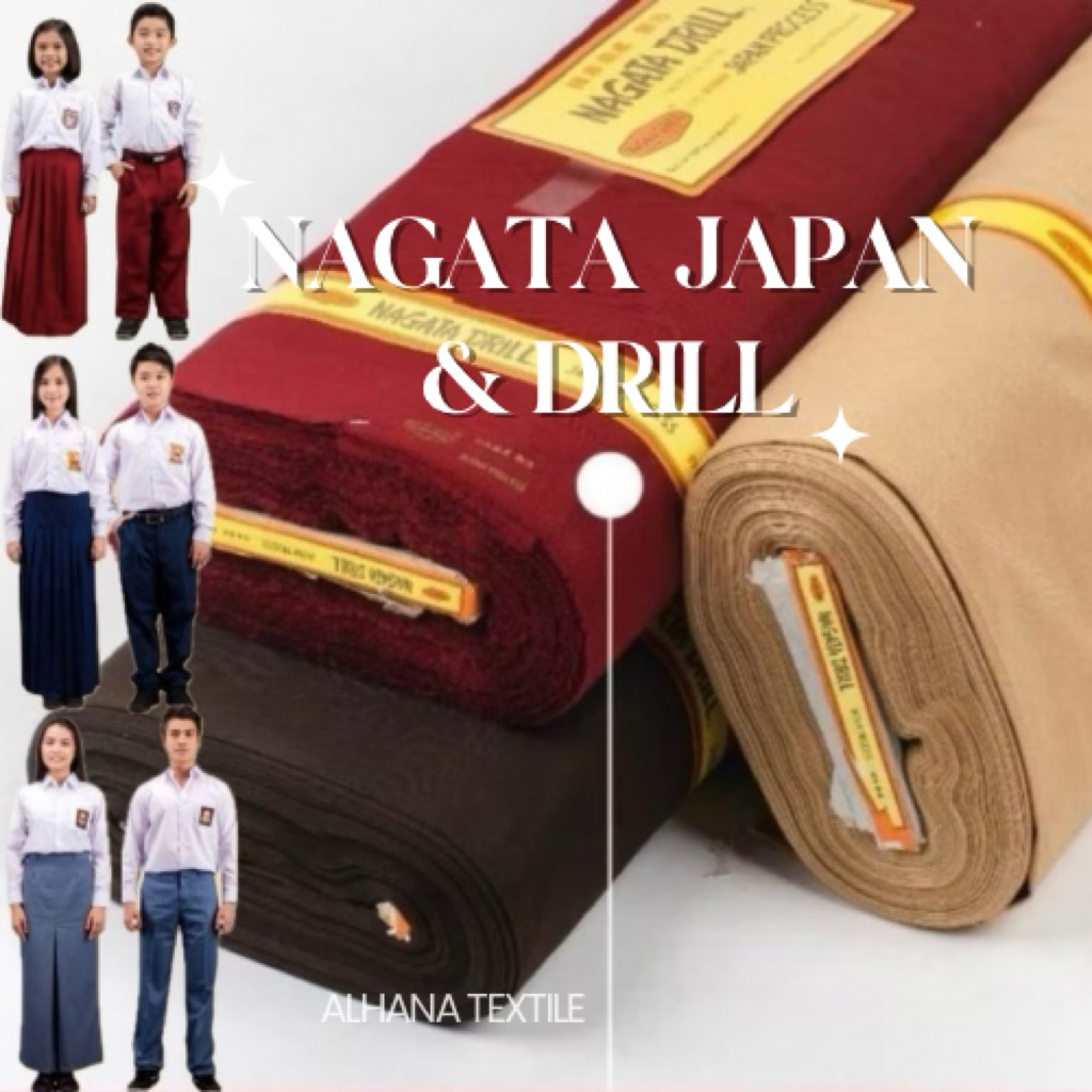 Kain Nagata Drill Bahan Seragam Sekolah SD/SMP/SMA By Alhana Textile