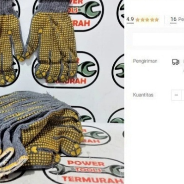 

Sarung Tangan Bintik Abu-Abu Safety Gloves Proyek Katun Kain Polkadot