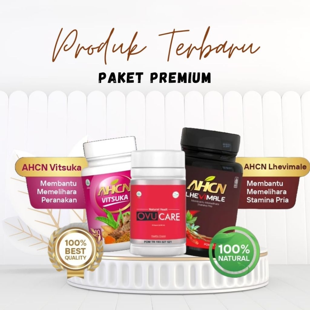 PAKET PREMIUM AHCN Isi 3 Botol Obat Penyubur Wanita Vitsuka Kesuburan Pria Lhevimale Plus Booster Ov