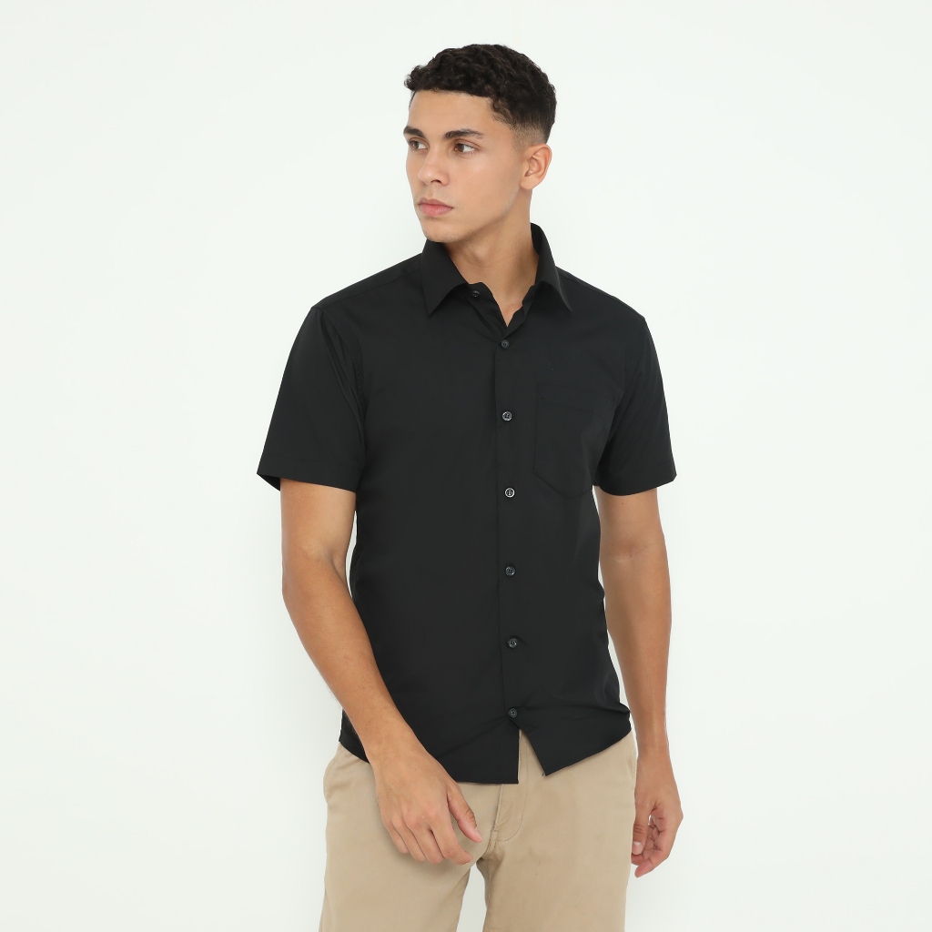 POSTILLO Kemeja Pria Lengan Pendek Polos Basic Formal Slim Fit Dewasa Variant Color Kerja Kantoran G