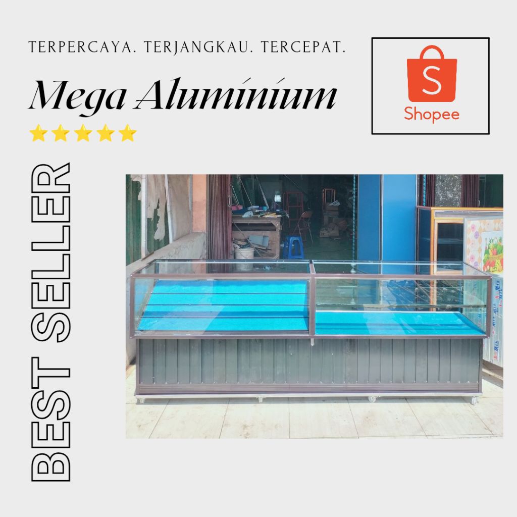 ETALASE KONTER JUMBO ALUMINIUM MURAH PALEMBANG
