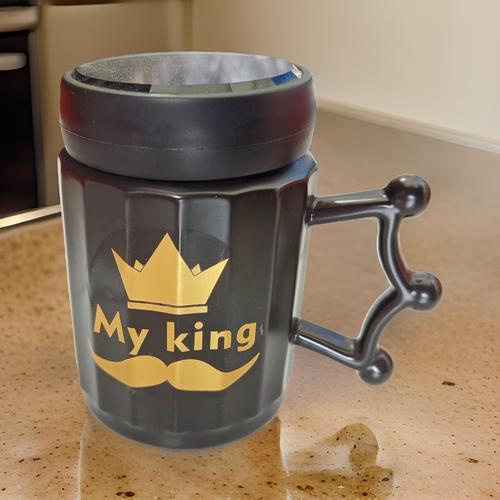 XW705 | MUG KERAMIK TUTUP KING MEWAH 250 ML