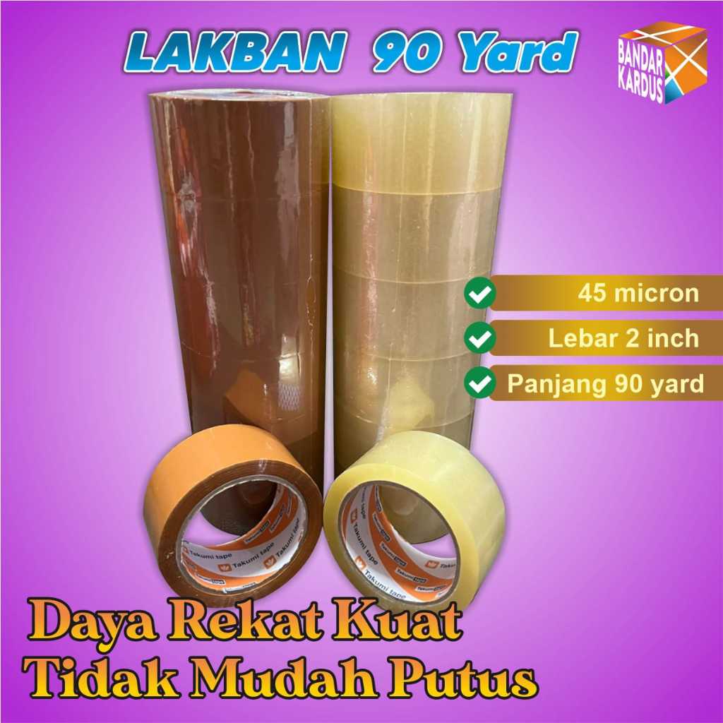 

Lakban Selotip Kardus Murah 48 MM 90 YARD Full Bening Coklat Setara Daimaru