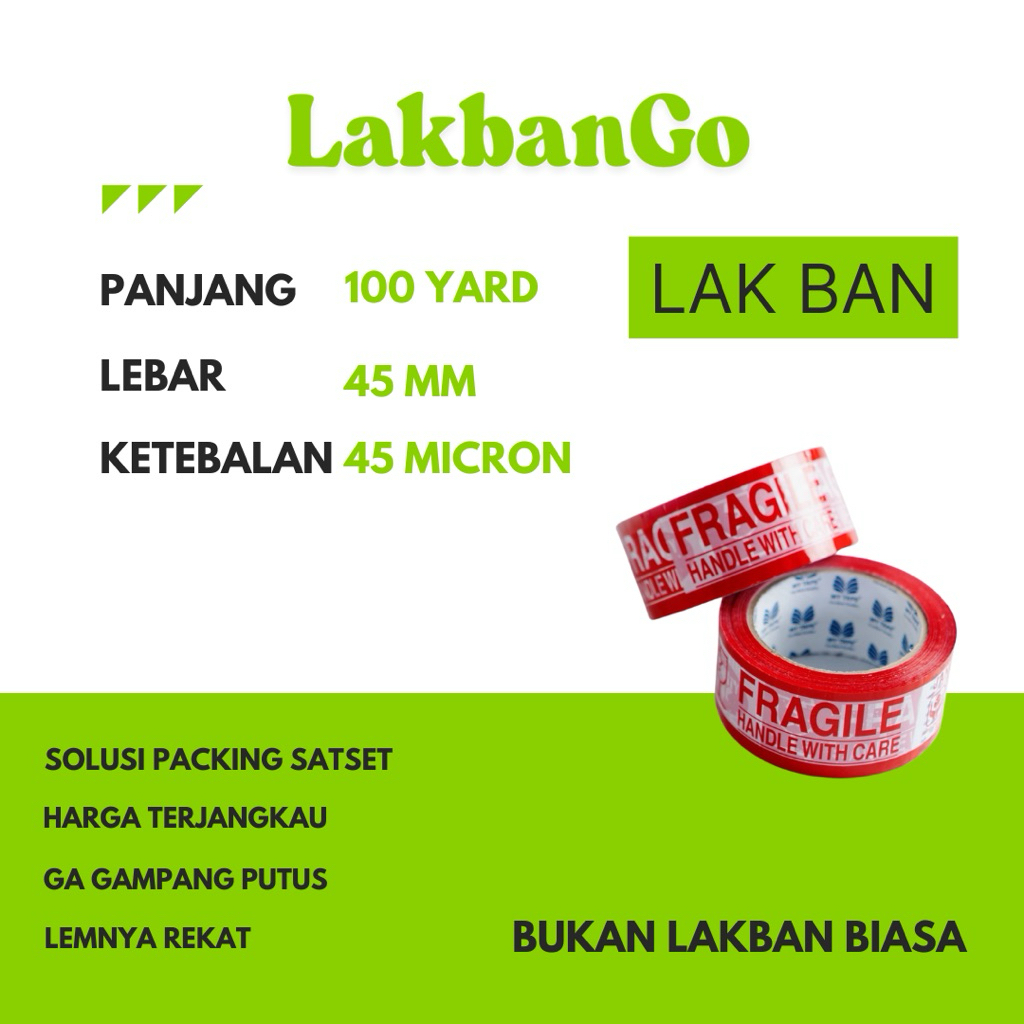 

Lakbango Lakban FRAGILE 45 x 72 yard / 100 yard merk MY Tape Lakban Tape Selotip Isolasi