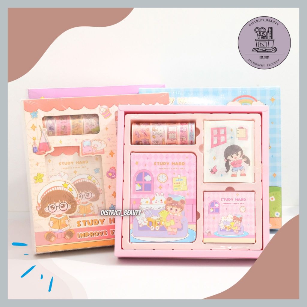 

JURNAL 4 IN 1 STUDY HARD PAKET JURNAL STUDY HARD SET ALAT TULIS WASHI TAPE STIKER JOURNAL KIT LENGKAP TERMURAH
