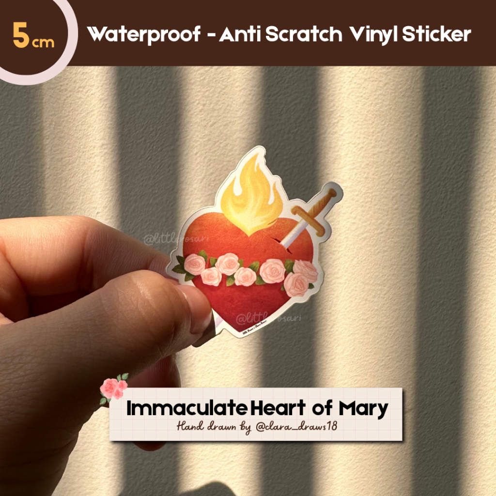 

Stiker Katolik Waterproof - Hati Tersuci Maria | Vinyl Anti Gores 5cm | Handdrawn Sticker