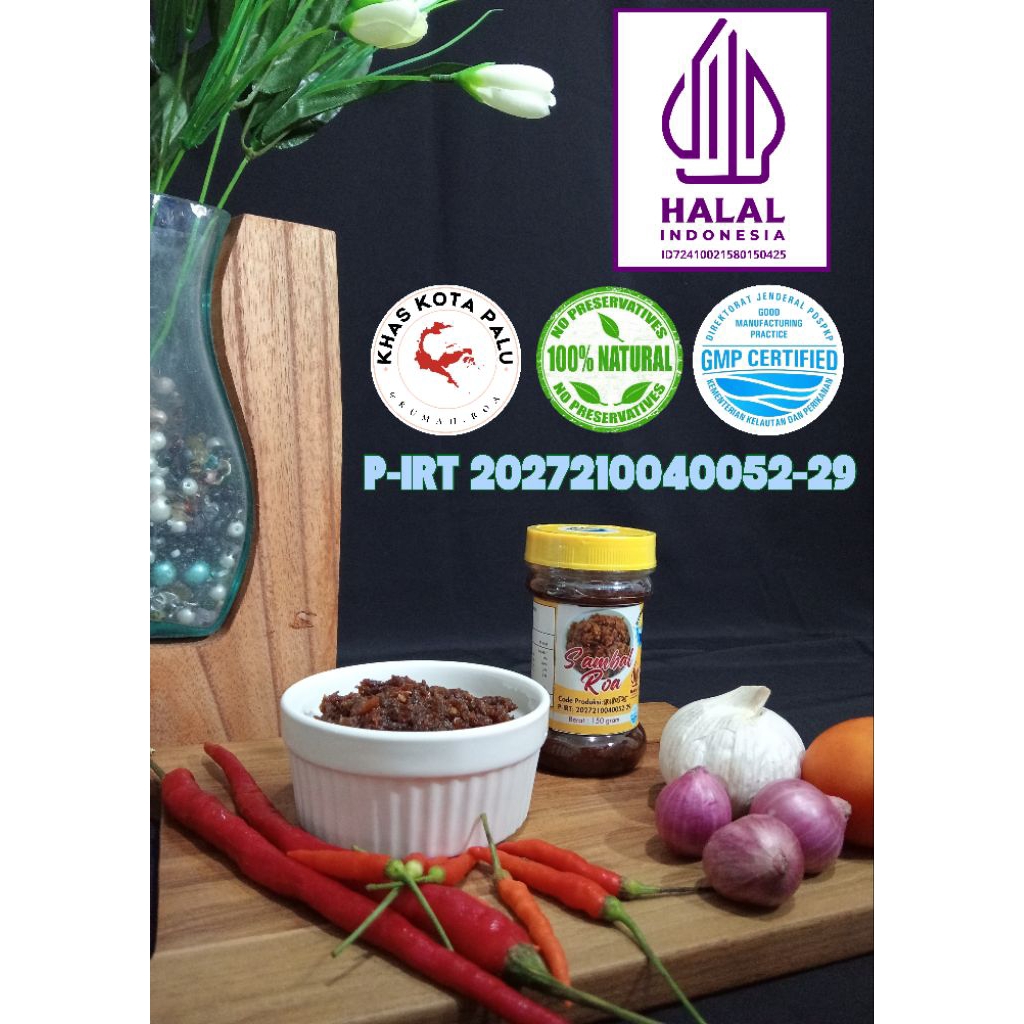 

Sambal Ikan Roa / Sambal Ikan / Ikan Roa / Sambal ikan Roa PREMIUM Sedikit Minyak khas palu (sudah memiliki HALAL & PIRT)