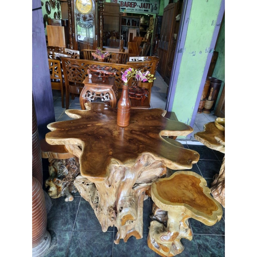 kursi jamur- kursi akar kayu jati