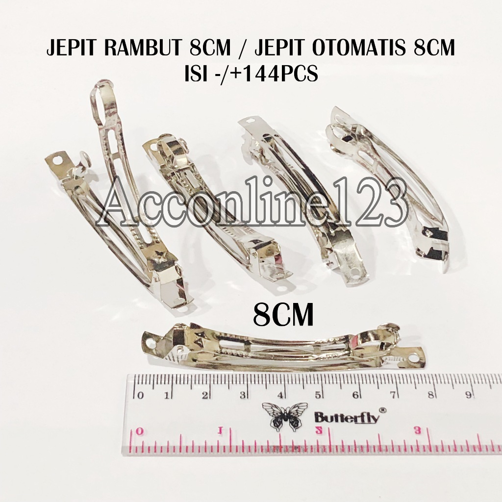 Jepit Rambut 8cm Silver / Jepit Otomatis 8cm Isi -/+144pcs