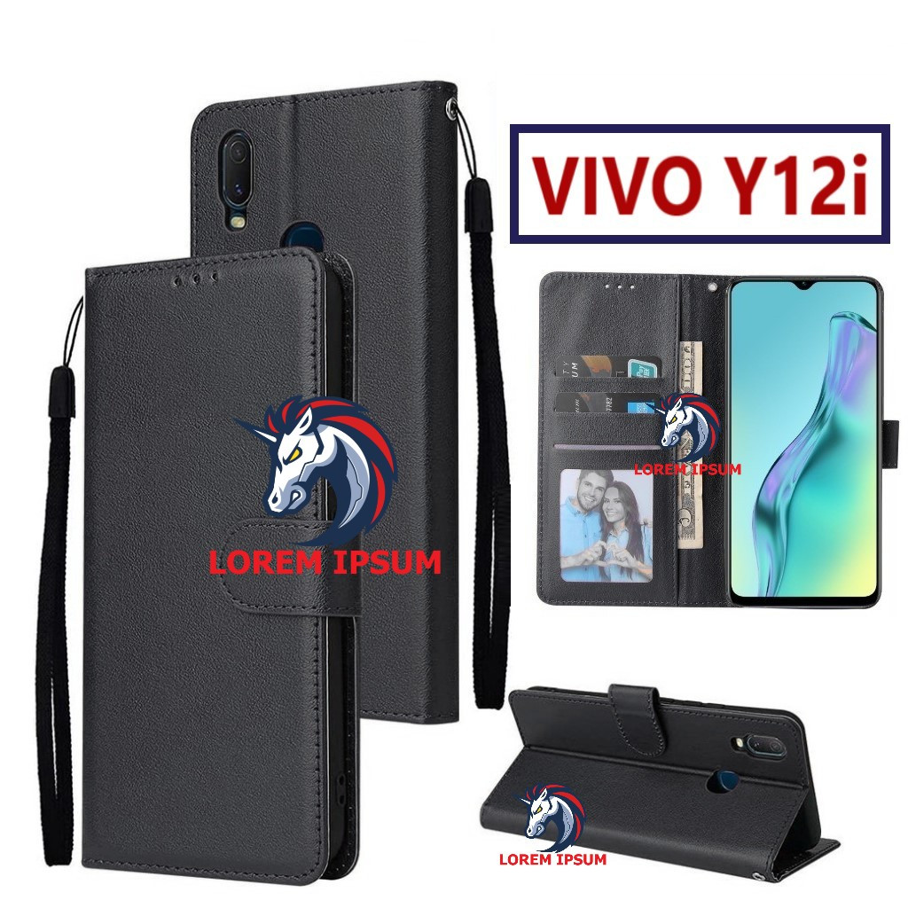 LEATHER CASING VIVO Y12i CASE KULIT FLIP WALLET LEATHER KULIT PREMIUM SARUNG BUKA TUTUP KESING HP FL