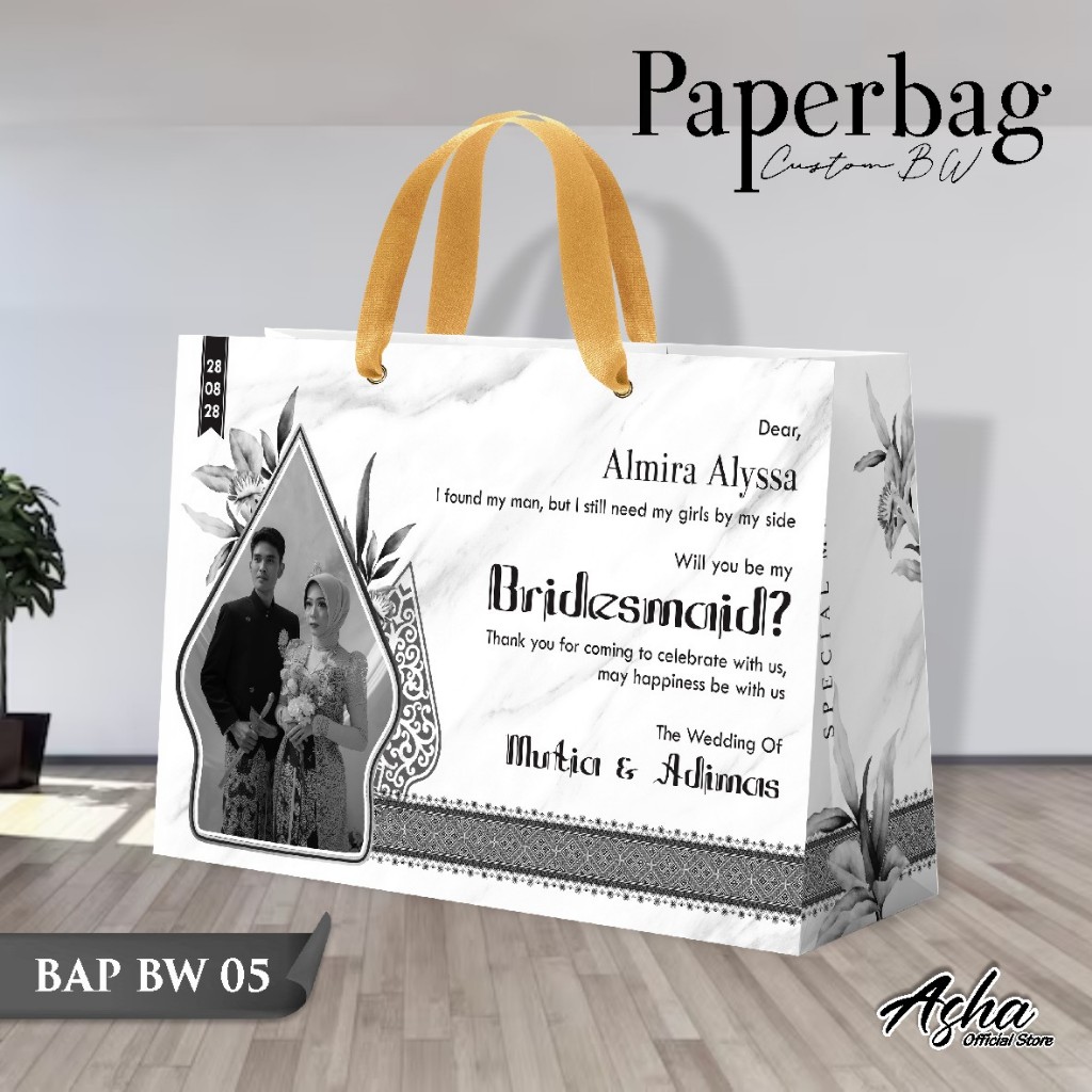 

PAPER BAG WEDDING CUSTOM BW - TAS BAHAN ART PAPER - PAPERBAG KUALITAS PREMIUM