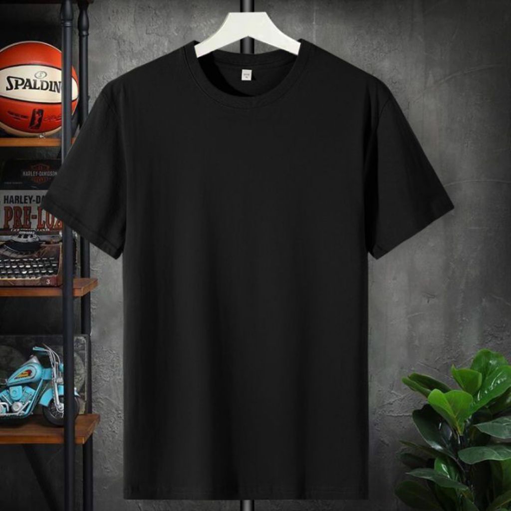 baju kaos polos warna BLACK/HITAM - KAOS POLOS pria dan wanita cotton combed 24s
