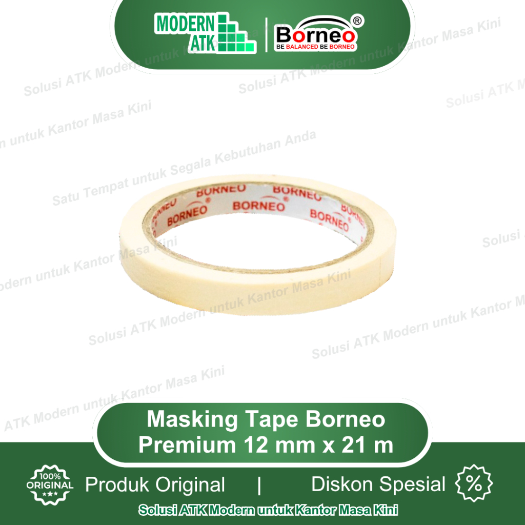 

Borneo Masking Tape / Lakban Kertas Premium 12 mm x 21 m