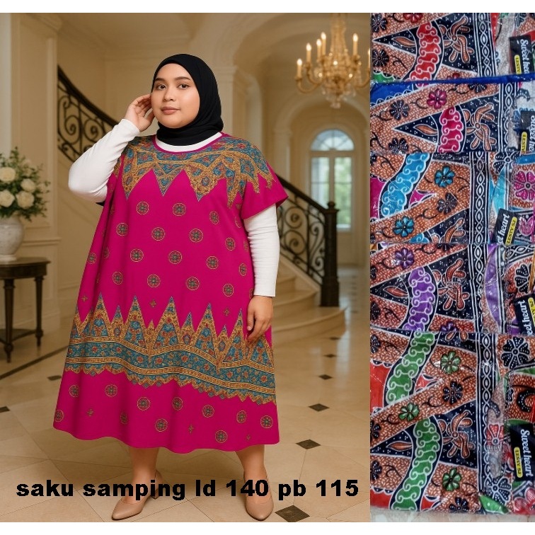 Baju Daster Jumbo Lengan Pendek ld 140 / Baju Tidur Wanita Jumbo / Baju Rumah