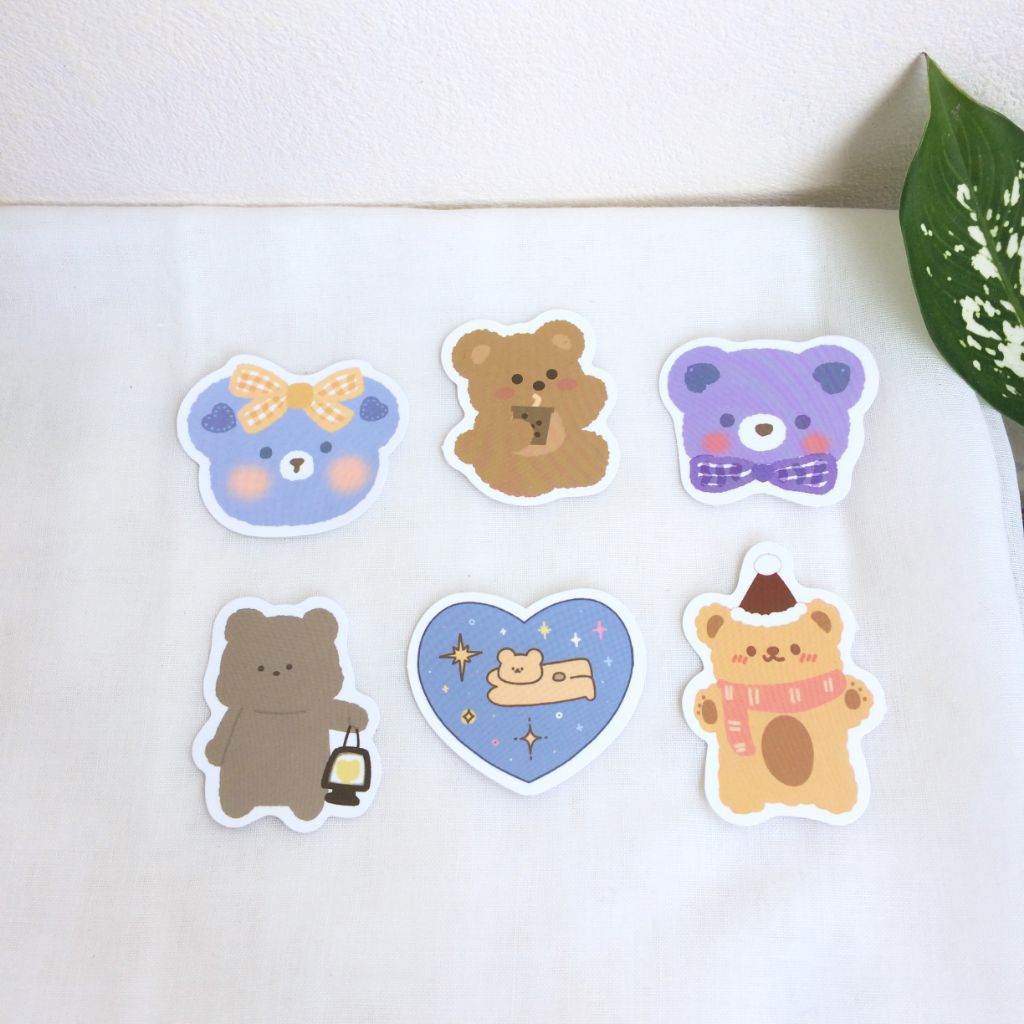 

sticker set motif bear lucu