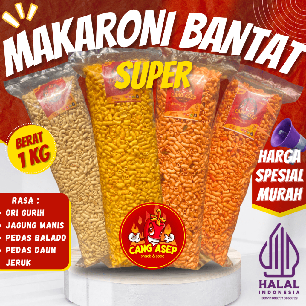 

1BAL MAKARONI BANTAT PIPA SUPER-Makanan ringan cemilan snack food keripik pedas