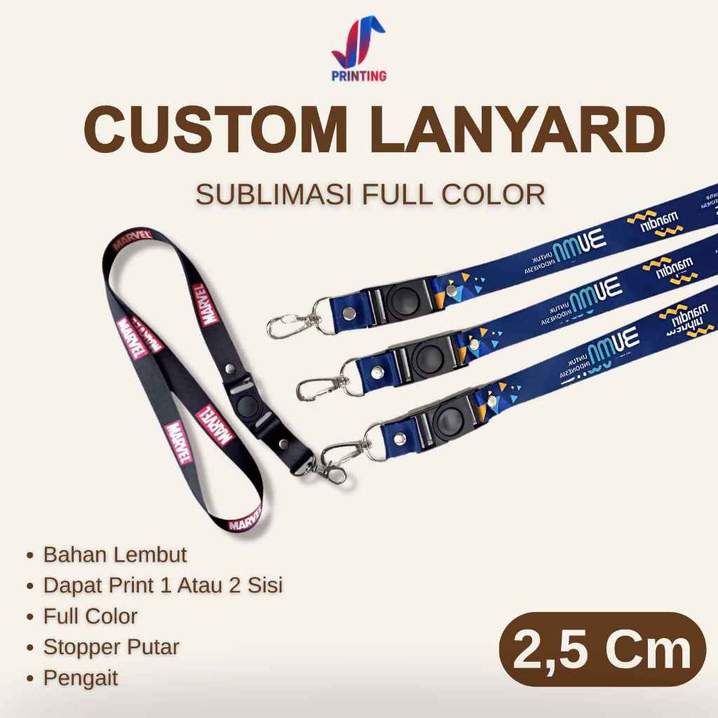

Custom Lanyard Tali ID CARD 2.5 CM PRINTING 2 SISI FULL COLOR