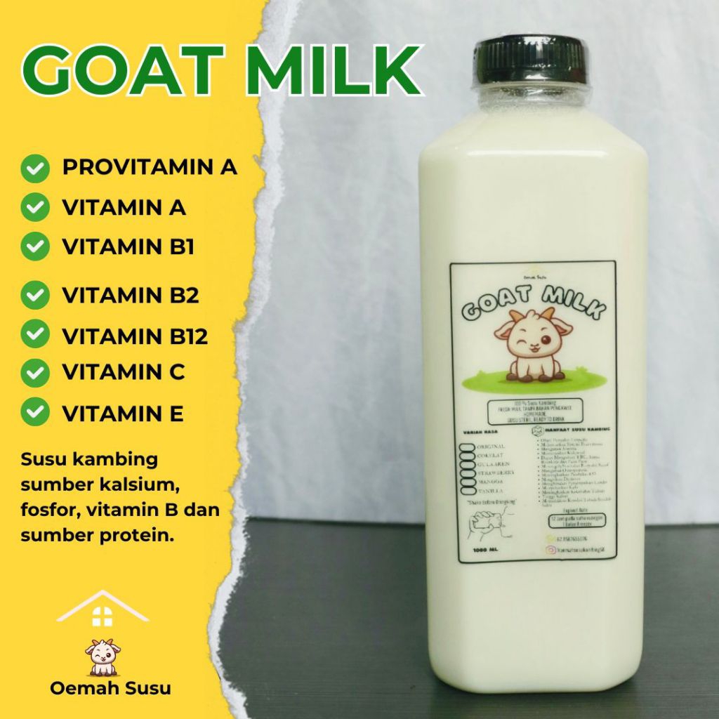 

Susu Kambing Organik 1 Liter Pasteurisasi//Susu Kambing Etawa//Luar Jakarta
