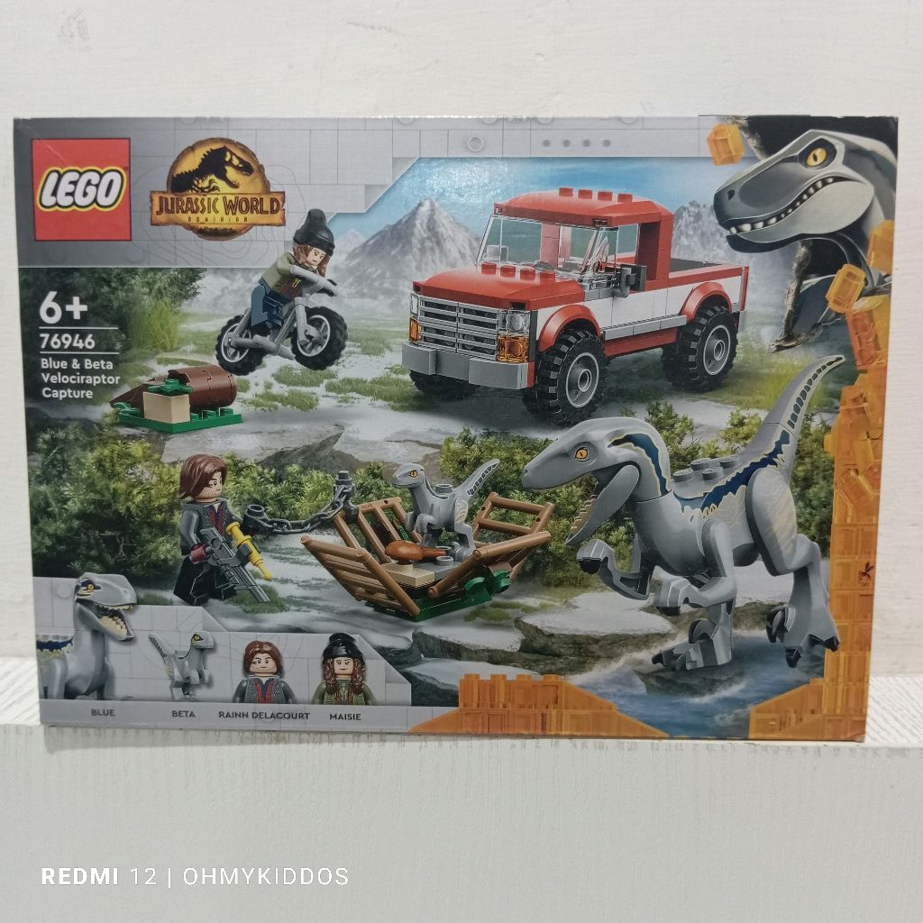 ori original lego jurassic world jurassic park dominion 76946 blue & beta velociraptor capture rainn