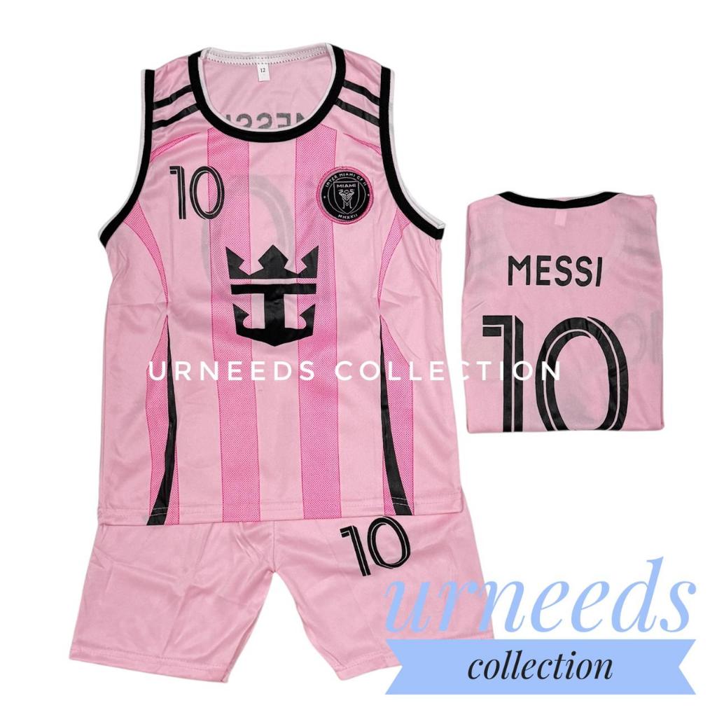 SETELAN BAJU JERSEY SINGLET SEPAK BOLA  TERBARU SET ANAK INTRMIAMI PINK