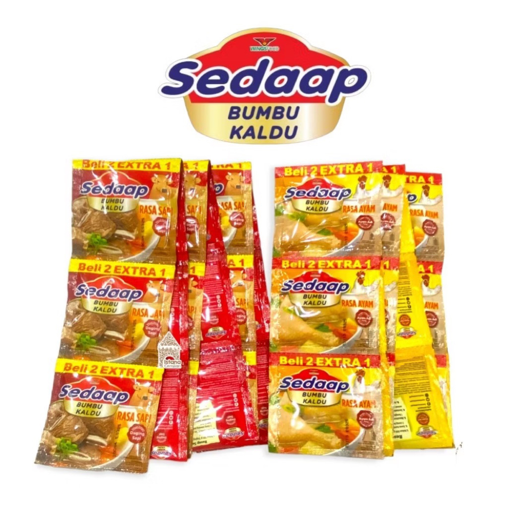 

Dapat 18 pcs - sedaap bumbu kaldu bubuk 1 renteng