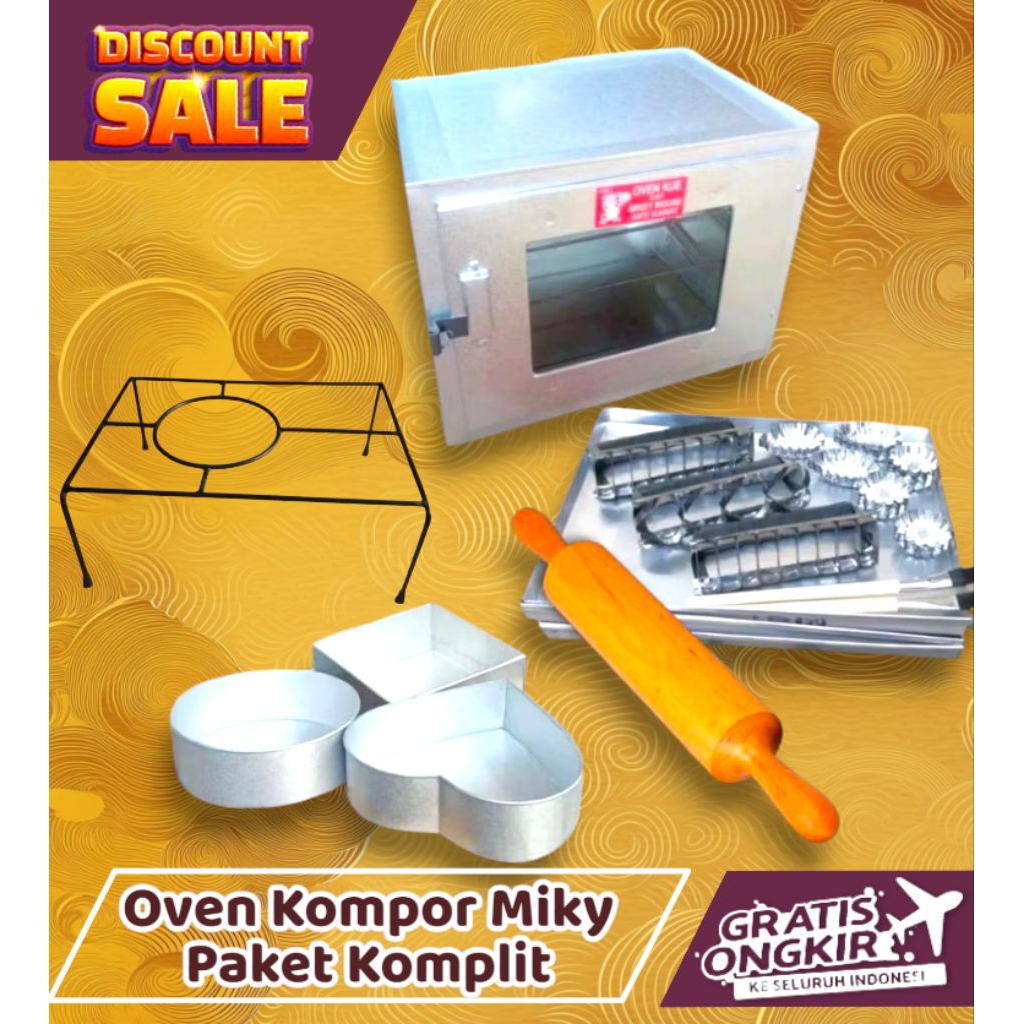 Oven Kompor Tangkring Miky Susun 3 Bahan Galvalum Anti Karat/Paket Loyang dan Cetakan Kue Lengkap