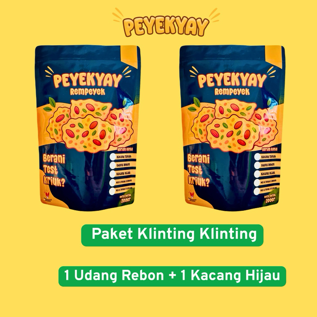 

Peyek - Rempeyek | Standing Pouch | 1 Udang Rebon + 1 Kacang Hijau