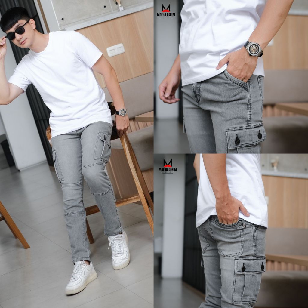 Celana Cargo Jeans Slimfit Premium Original CMJEE
