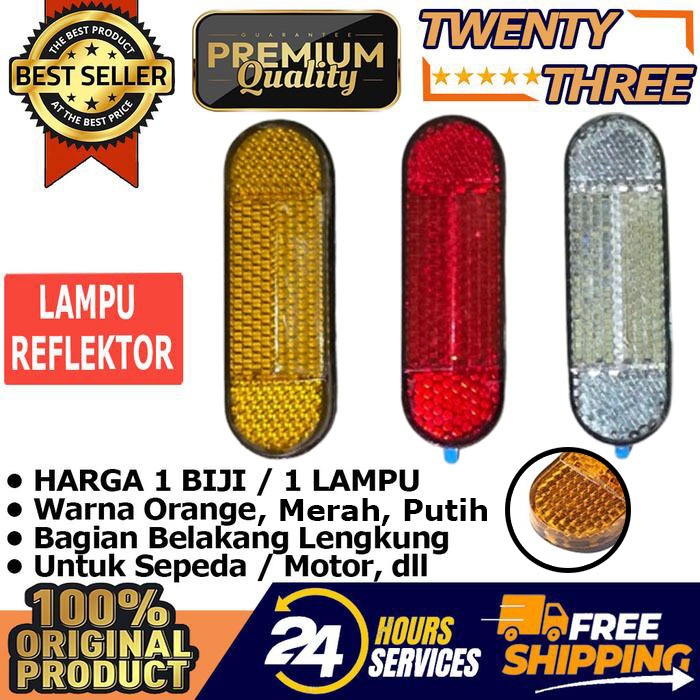 Lampu Reflektor Reflector Mata Kucing Orange Merah Putih Motor Sepeda Reflektif Lengkung Shock