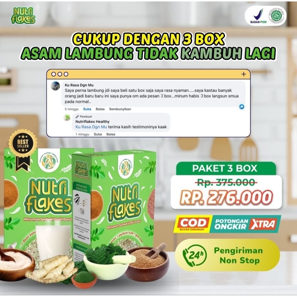 

Paket 3 Box Nutriflakes Sereal Umbi Garut Ampuh Mengatasi Permasalahan Asam Lambung Maggh Gerd