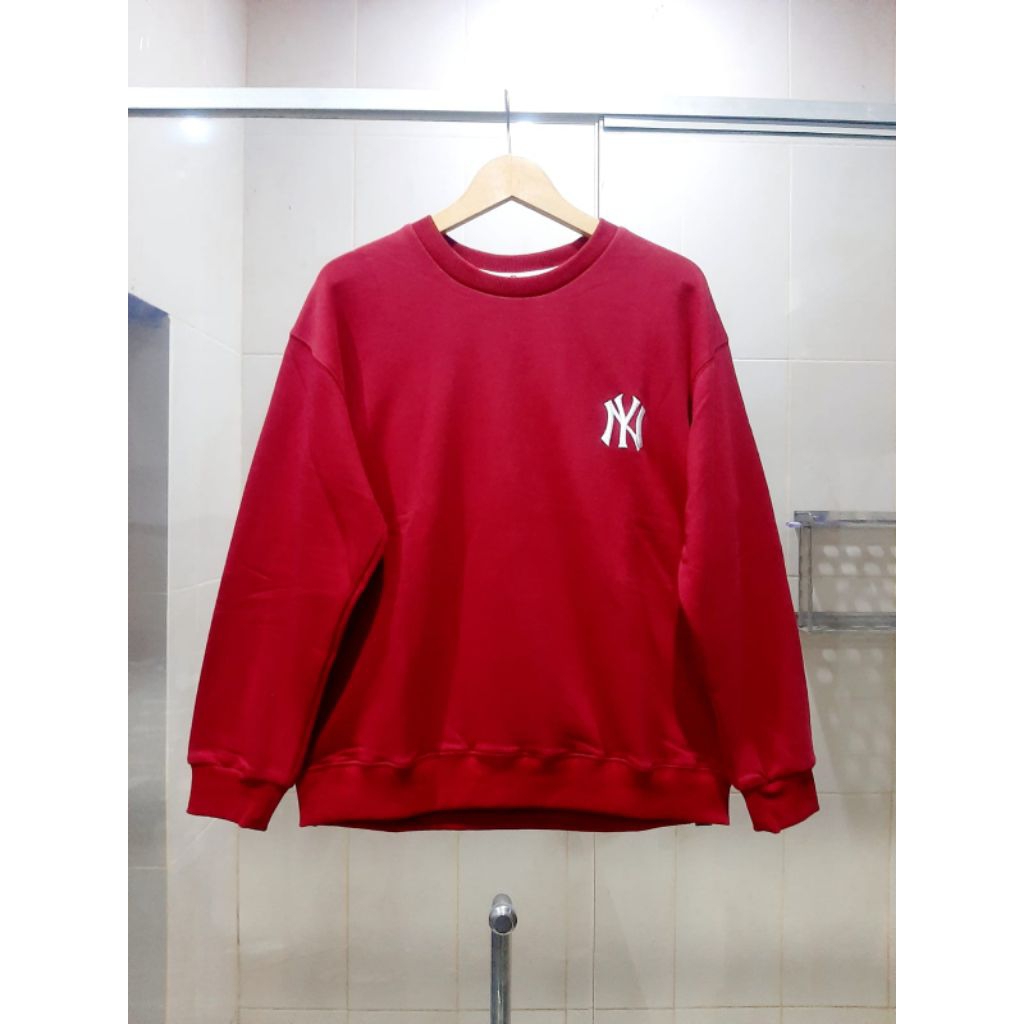 ( MLB/YANKEES NEW YORK CREWNECK LONG SLEEVE NEW EDITION RED 100% ORIGINAL