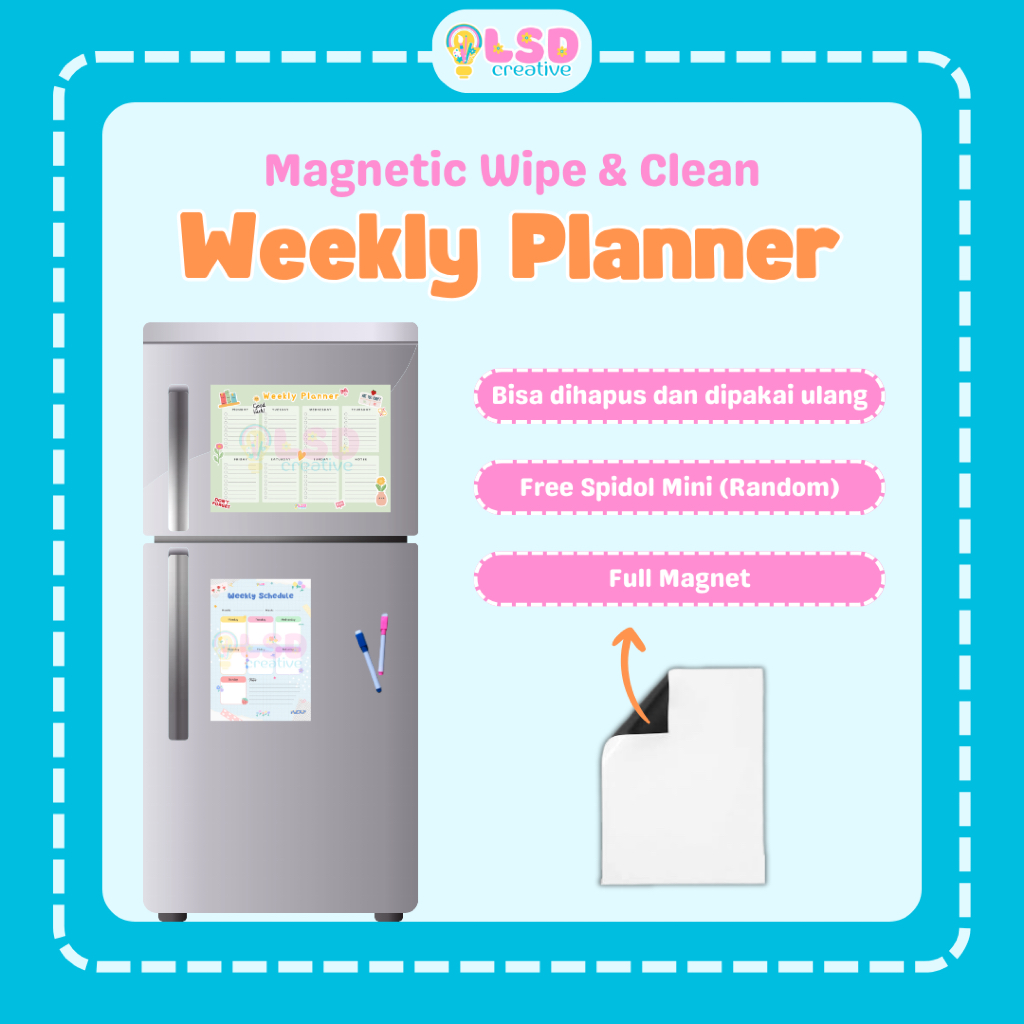 

LSD Magnetic Weekly Planner Wipe and Clean Board