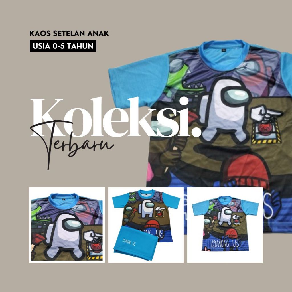Kaos Setelan Anak Astronot Among Us Lengan Pendek Pria Wanita