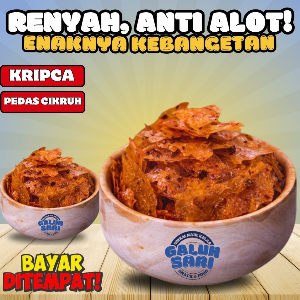 

Kripca Keripik Kaca Sultan Rasa Nikmat Renyah Pedas Gurih Spesial Daun Jeruk Cemilan Kiloan Praktis