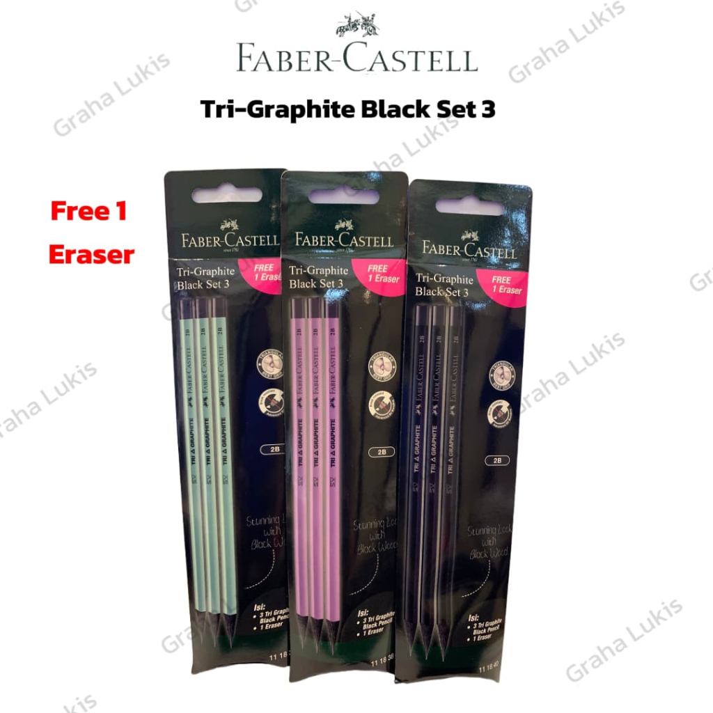 

Faber Castell Tri-Graphite Black Set 3 + 1 Eraser