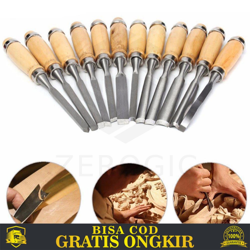 SET PERALATAN UKIR PAHAT FURNITUR KAYU WOODEN TAS STAINLESS STEEL