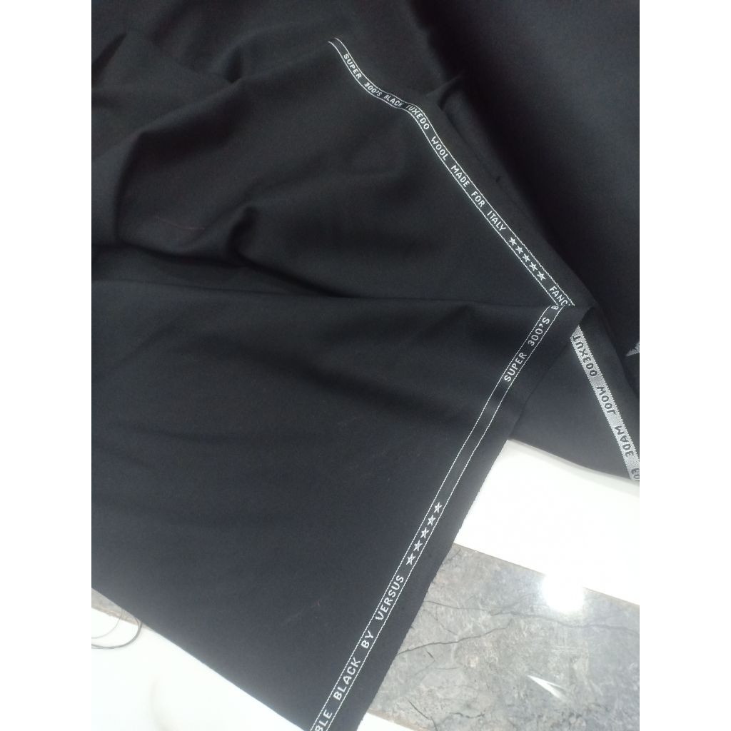 KAIN WOOL IMPORT/KAIN JAS ZET BLACK/BAHAN JAS TUXEDO HITAM/KAIN WOLL PREMIUM/