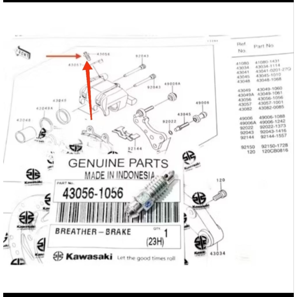 baut nepel setelan angin kaliper Ninja rr r ss original