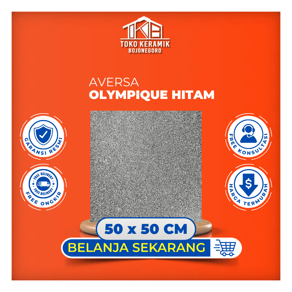 Keramik Lantai Matte Kasar Motif Pasir 50x50 cm Aversa | Olympique Hitam III