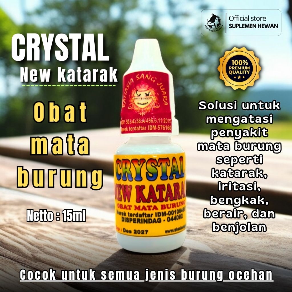 Crystal New Katarak Obat Mata Burung 15ml untuk Semua Jenis Burung - Solusi Penyakit Mata Burung Kat