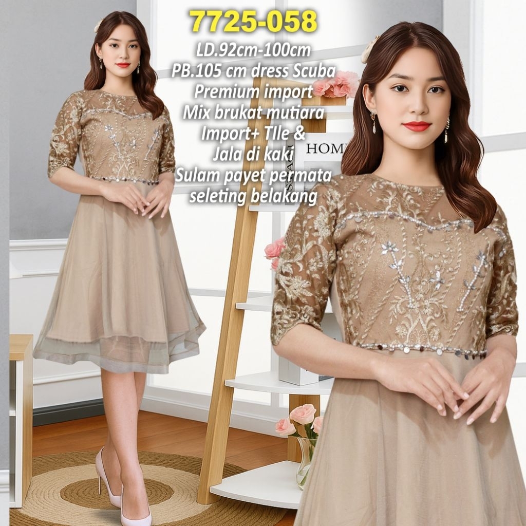 dress scuba premium import mix brukat mutiara import