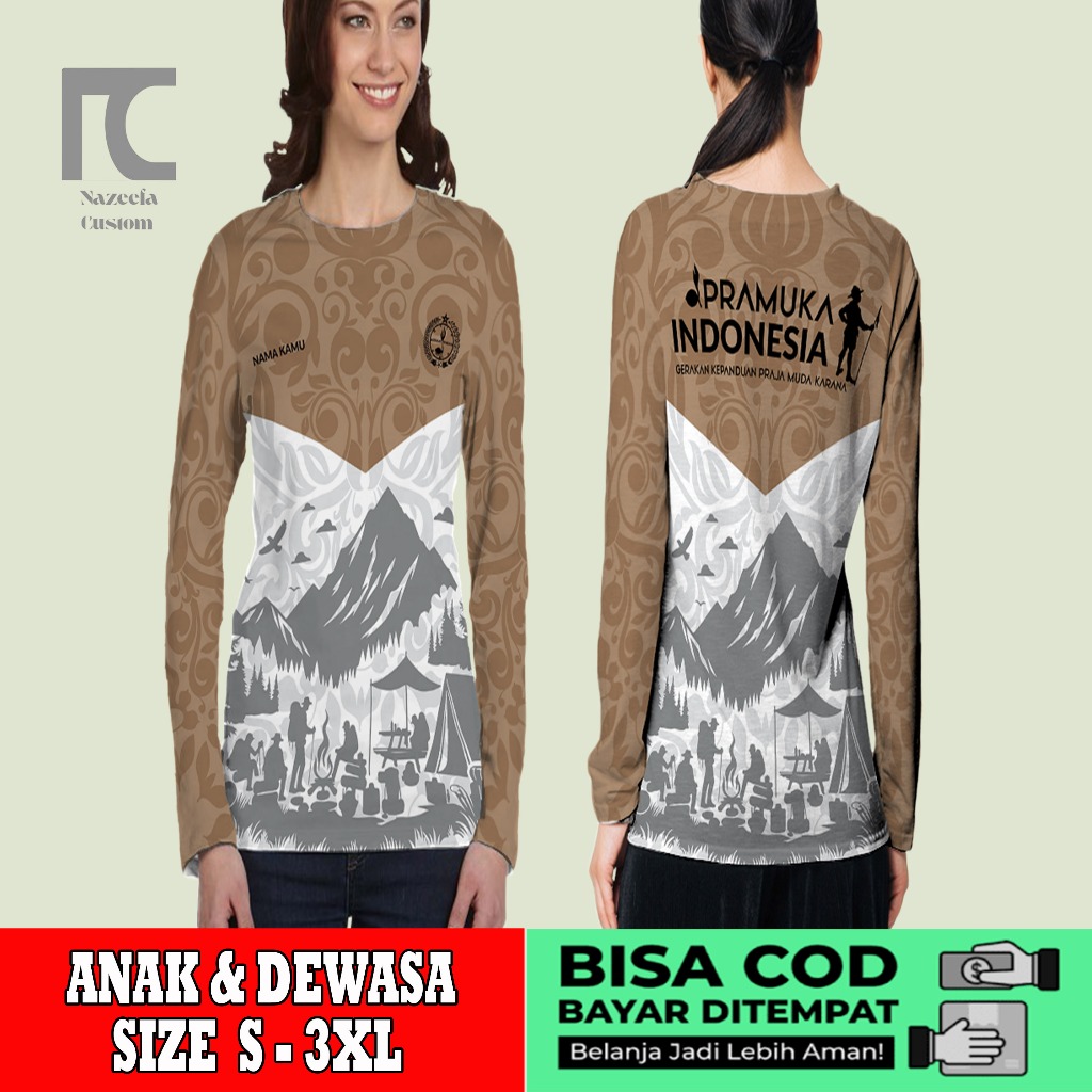 kaos pramuka lengan panjang | Kaos Baju Wanita Pramuka Pembina Lengan Panjang Fullprint art 06
