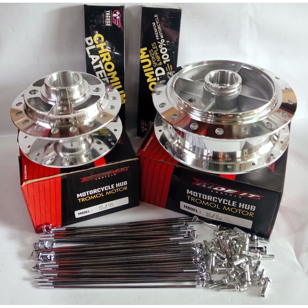 TROMOL RIDE IT RX KING SET CROME DEPAN BELAKANG PLUS JARI JARI RING 17 RING 18 RX KING PNP RX KING
