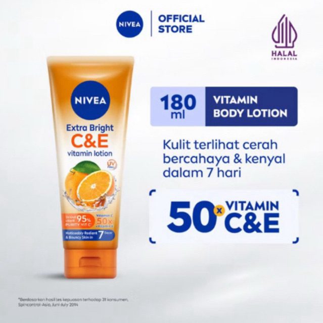 NIVEA Extra Bright C&E Vitamin Lotion 180ml - Handbody SPF serum UV filter thailand mencerahkan kuli